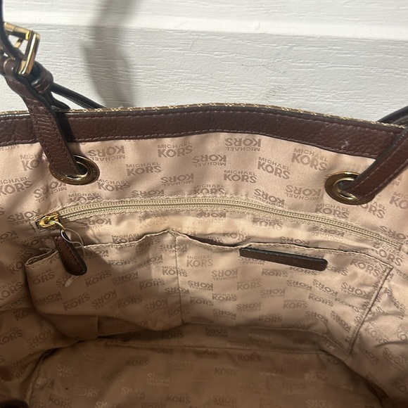 MICHAEL KORS TOT BAG BROWN TAN LOGO SHOULDER BAG - Picture 8 of 12